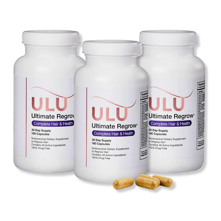 ULULIFE Ultimate Regrow Multivitamin: Promotes Hair Growth, Skin, & Nails Health - Ashwagandha & Resveratrol-Powered Solution for Hormone Support & Overall Health - 540 Capsules (90-Day Supply)