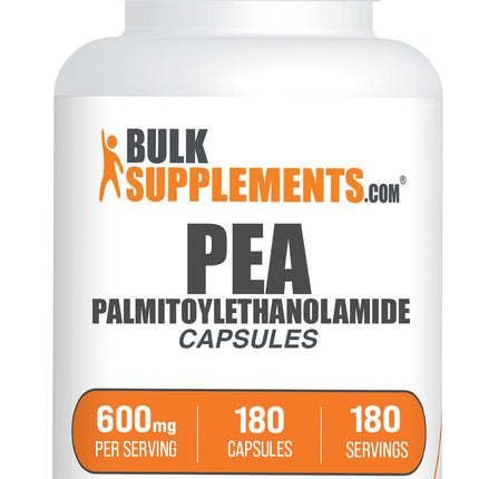 BulkSupplements.com Palmitoylethanolamide Capsules - Pea Supplement, Palmitoylethanolamide 600mg for Immmune Support - Gluten Free, 1 Capsule per Serving, 180 Capsules (Pack of 1)