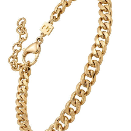 Galis Mens Bracelet - Cuban Link Chain For Men Gold Plated Over Premium Stainless Steel, Gold Bracelet For Men - 7" long - 5mm thick