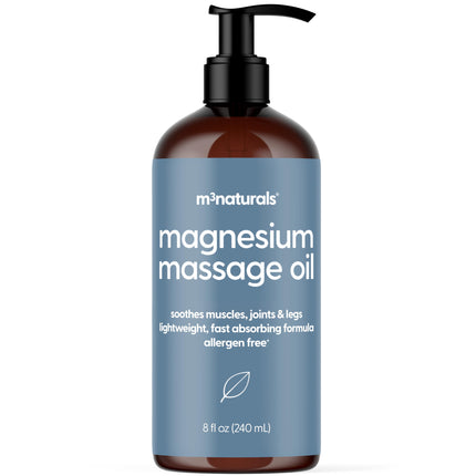 Magnesium Massage Oil for Sore Muscles, Feet, Joints and Leg Cramps, Helps with Sleeping and Post-Workout Recovery, for Sensitive Skin, 8 fl oz by M3
