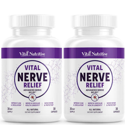 Vital Nerve Relief Supplement for Tingling & Discomfort – Alpha Lipoic Acid, Magnesium, CoQ10 – Vegan, Non-GMO, Gluten-Free, Sugar-Free, Dairy-Free – 60 Days Supply