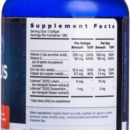 Focus Select AREDS2 Based Eye Vitamin-Mineral Supplement - AREDS2 Based Supplement for Eyes (360 ct. 180 Day Supply) - AREDS2 Based Low Zinc Formula - Eye Vision Supplement and Vitamin