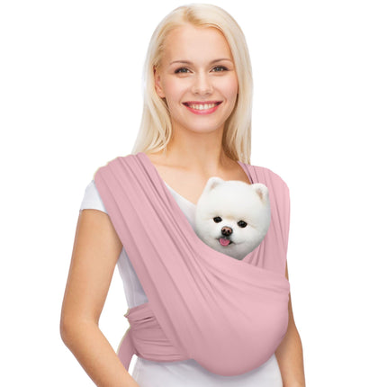 AnccoPlus Dog Carriers for Small Dogs, Front Facing Dog Sling Carrier, Hands Free Cat Carrier, Size Adjustable, Reducing Back Pain, Premium Cotton, Safe and Soft Dog Carrier (Plus, Light Pink)