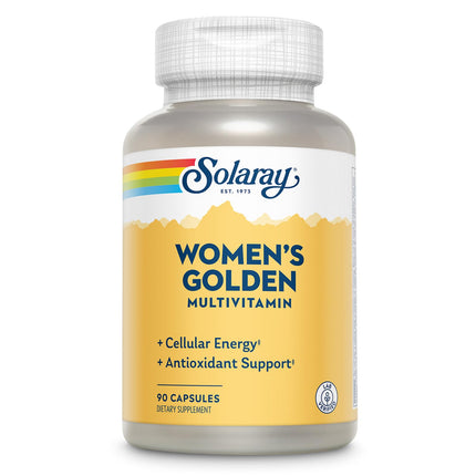 SOLARAY Women's Golden Multivitamin Supplement - Daily Wellness Vitamins for Women, Nutrient Rich, Cellular Energy Support Caps, Complex with Vitamins A, C, D, & E, Biotin, Calcium & More- 90 Capsules