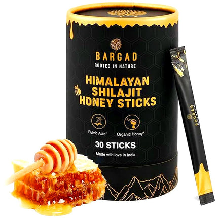 Bargad Pure Himalayan Shilajit Honey Sticks with Saffron – 30 Count | 75%+ Fulvic Acid, 85+ Trace Minerals | Natural Energy & Immunity Booster | Easy Single-Use Packets