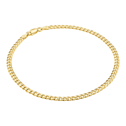 KISPER Gold Curb Ankle Bracelet for Women 3.5mm Plated 925 Sterling Silver