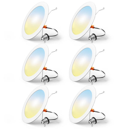 FREELICHT 6 Pack Retrofit LED Recessed Lighting 6 Inch, Selectable 2700K/3000K/4000K/5000K/6000K, Dimmable Flat LED Can Lights, 10W=110W, 1000LM, IC & Damp Rated, ETL & FCC, White