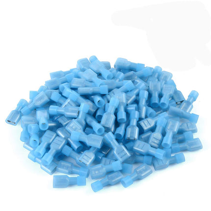 100 Pcs XHF Blue Nylon Female Spade Connectors 16-14 AWG Quick Disconnect Wire Terminals Insulated Wire Crimp Connectors