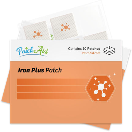 PatchAid Iron Plus Topical Patch | 50mg Iron with C & A (Beta-Carotene) for Energy Support, Non-Constipating Formula, 30 Day Supply