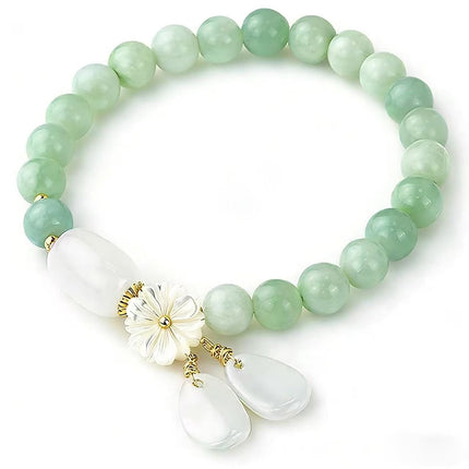 HL1971 Natural Jade Bracelet for Women Gradient Green Jade Bead Elastic Bracelet, Suitable for Christmas, Thanksgiving