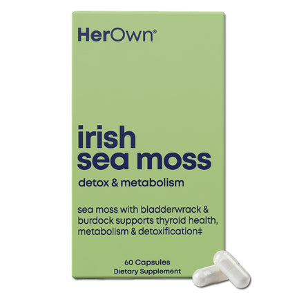 Her Own Irish Sea Moss Capsules, Burdock Root, Bladderwrack, Detox, Metabolism, Immune Support, Skin Health, Natural Joint Support, Nutrient Rich Superfood High in Minerals, 60 Count