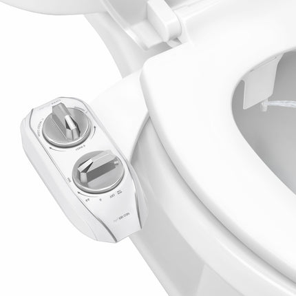 LUXE Bidet NEO 185 Plus - Dual Nozzle, Non-Electric Bidet Attachment for Toilet Seat, Patented Slide-In Install, 360° Self-Clean, EZ-Lift to Clean, Feminine & Rear Wash (Chrome)