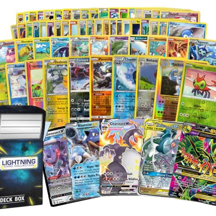 50 Pokemon Cards Plus a Rare Legendary Pokemon Card | Bundle with LCC Deck Box