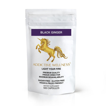 Addictive Wellness Black Ginger Capsules (Kaempferia Parviflora) Freeze-Dried Full Spectrum Supplement for Energy & Stamina Support 500 Veggie Capsules