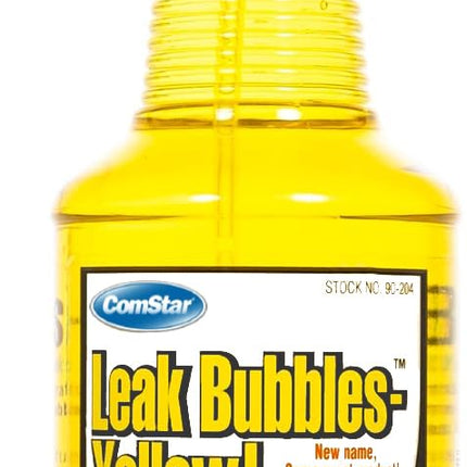 ComStar Leak Bubbles Yellow, 1 Quart Spray, Professional Gas Leak Detector Spray - Detects Micro Leaks in HVAC, Tires, Propane, Natural Gas & Nitrogen - Non-Corrosive & Non-Freezing Formula, (90-204)