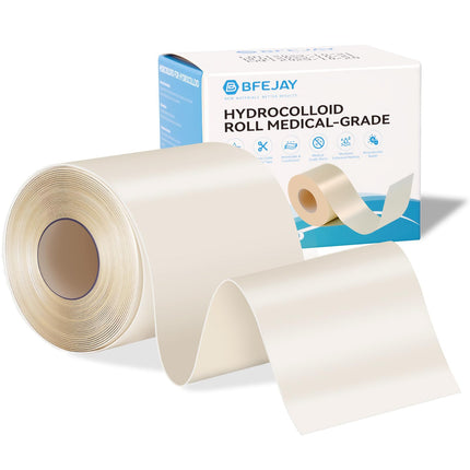 Hydrocolloid Bandages for Wound Care, Medical-Grade Hydrocolloid Roll with Self-Adhesive, Ultra Absorbent, Flexible & Waterproof, Cut-to-Size First Aid Kit Essential (2in*4.8ft)