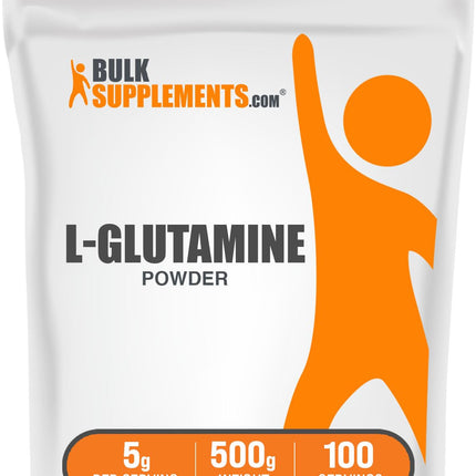 BulkSupplements.com L-Glutamine Powder - Glutamine Supplement, Immune & Gut Health Support, Unflavored - Gluten Free, 5g per Serving, 500g (1.1 lbs) (Pack of 1)