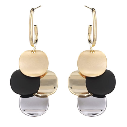 SinglinArt Black 14K Gold Plated Earrings for Women Dangle Drop Fashion Jewelry