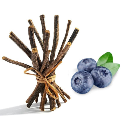 8oz. Sour Blueberry Licorice Root Chew Sticks for Humans. 100% Pure Natural | Oral Health & Fresh Breath | Individual Liquorice Chew Sticks are 6.5-7 inches Long—Glycyrrhiza Glabra from Turkey.