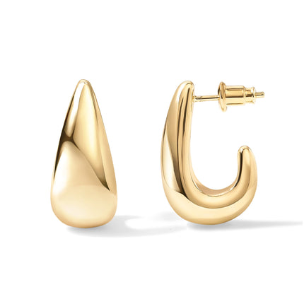 PAVOI Statement Huggie Earrings, 925 Silver, 14K Gold Plated, Yellow Gold