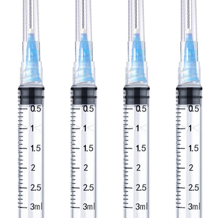 4 Pack 3ml Disposable Syringe with 23Ga 1.0 Inch, Luer Lock Syringes, Individual Sterilized Wrapped