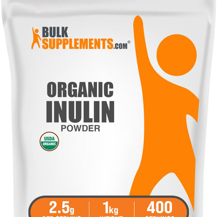BulkSupplements.com Organic Inulin Powder - Inulin Supplement, Soluble Fiber Powder - Vegan & Gluten Free - 2.5g per Serving, 1kg (2.2 lbs) (Pack of 1)