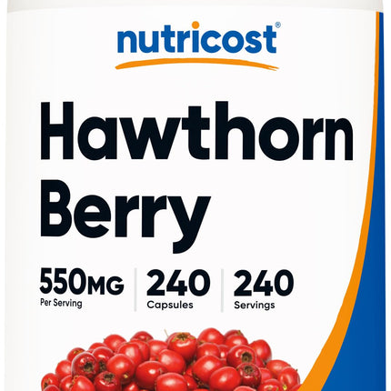 Nutricost Hawthorn Berry Capsules 550mg, 240 Capsules, Vegetarian Friendly, Non-GMO & Gluten Free