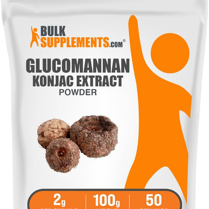 BulkSupplements.com Glucomannan Powder - from Konjac Root Extract Powder, Glucomannan Supplements - Gluten Free, 2g per Serving, 100g (3.5 oz) (Pack of 1)