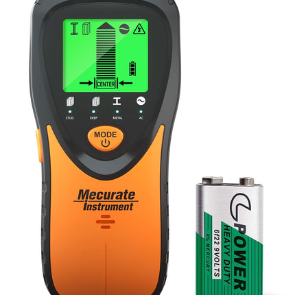 Mecurate Stud Finder Wall Scanner Sensor - 5 in 1 Electronic Stud with LCD Display & Audio Alarm for Wood AC Live Wire Metal Studs Detection Joist Pipe