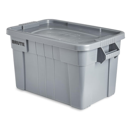 Rubbermaid Commercial Products Brute Tote Storage Container with Lids-Included 20-Gallon Gray Rugged/Reusable Boxes for Moving/Storing in Garage/Basement/Attic/Jobsite/Truck/Camping 2 Pack