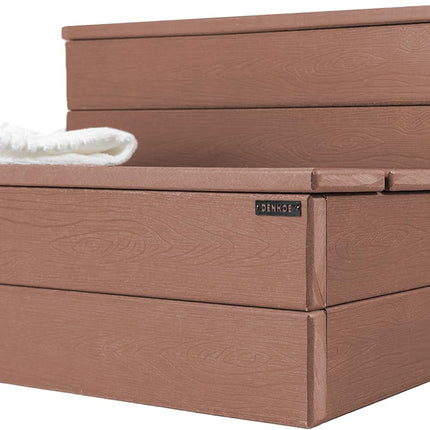 DENKOE Hot Tub Steps - Wood Looking Plastic - 100% Waterproof - Brown Non Slip, Heavy Duty, Multi Use as Porch Steps, Hot Tub Stairs, Outdoor Stairs, Fits Any Spa Size