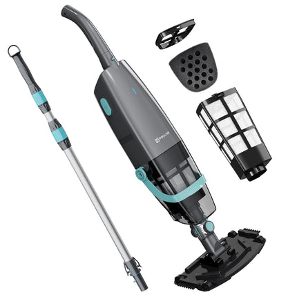 PoolMr Cordless Handheld Pool Vacuum, Rechargeable Pool Cleaner with 18.5 Gal/Min Suction, 60 Min Runtime, Dual-Phase Cleaning System, Ideal for Above Ground Pools, Spas, Hot Tubs, Black