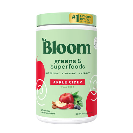 Bloom Nutrition Superfood Greens Powder, Digestive Enzymes with Probiotics and Prebiotics, Gut Health, Bloating Relief for Women, Chlorella, Green Juice Mix with Beet Root Powder, 25 SVG, Peach