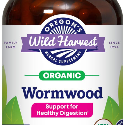 Oregon's Wild Harvest Wormwood Herbal Supplement – Organic Digestion Support, Non-GMO, Gluten-Free, 180 Vegan Capsules