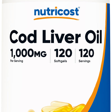 Nutricost Cod Liver Oil 1000mg, 120 Softgels - Non-GMO & Gluten Free