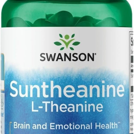 Swanson Double Potency Suntheanine L-Theanine Calm and Focus Supplement for Stress-Prone Professionals Seeking Balanced Wellbeing - 200 mg (60 Veggie Capsules)