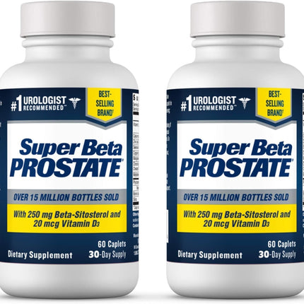 SUPER BETA PROSTATE Support Supplement for Men's Health - Reduce Bathroom Trips, Promote Sleep, Better Bladder Emptying & Healthy Prostate, Beta Sitosterol - 60 Count (Pack of 2)
