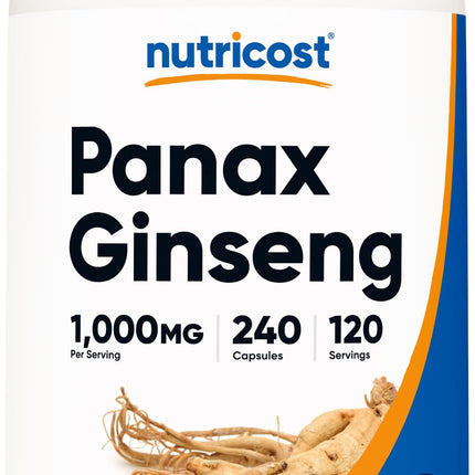 Nutricost Panax Ginseng 1000mg, 240 Capsules - Non GMO, Gluten Free, 120 Servings