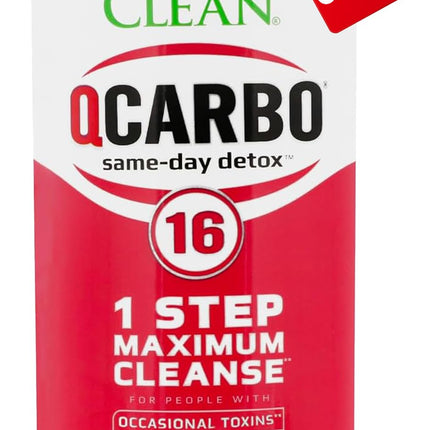 Herbal Clean Qcarbo16 Same-Day Detox Cleanse Drink (16 fl oz) - Tropical Flavor Full Body Cleanse* Detox Drink for Moderate Toxin Level*, Vitamin B2 and Vitamin B12 for Men & Women