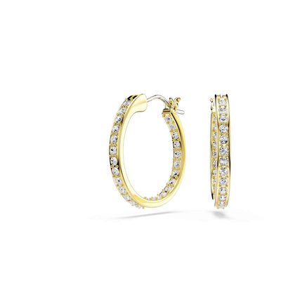 Swarovski Sommerset hoop earrings, Small, White, Gold-tone finish