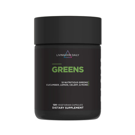 Livingood Daily Greens Capsules, Super Greens Supplement with Spirulina, Chlorella, Broccoli, Spinach, Celery, Lemon & More, Plant Based for Digestion & Gut Health, Non GMO, Vegetarian, 120 Ct