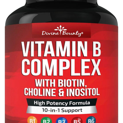 Divine Bounty Super B Complex Vitamins - All B Vitamins Including B12, B1, B2, B3, B5, B6, B7, B9, Folic Acid - Vitamin B Supplement - Support Healthy Energy Metabolism - 90 Vegetarian Capsules