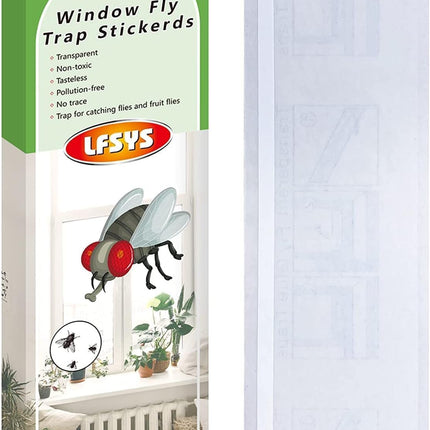 LFSYS 100 Pack Window Fly Trap, Fruit Fly Traps for Indoors, Fly Paper Sticky Strips, Fly Traps for Indoors Bug Catcher Clear