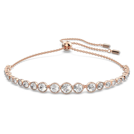 Swarovski Bracelet with White Crystal Details on a Rhodium-Finish Cuff Setting, Size M, Part of the Emily Collection