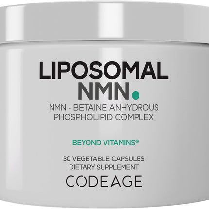 Codeage Liposomal NMN & TMG Supplement - Nicotinamide Mononucleotide NAD+ Precursor, Betaine Anhydrous Trimethylglycine TMG - NSF Certified -Non-GMO - 30 Capsules