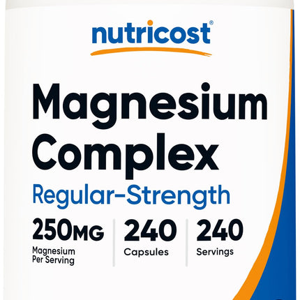 Nutricost Magnesium Complex 250mg, 240 Capsules - Magnesium Oxide, Citrate, and Glycinate - Gluten Free and Non-GMO