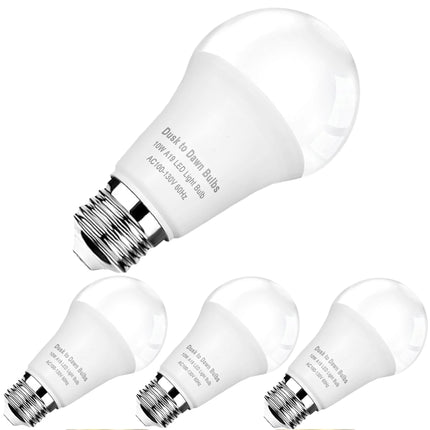SETEN 4-Pack Dusk to Dawn LED Light Bulb Outdoor A19 10W Daylight 5000K