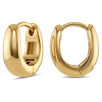Milla Small Huggie Hoop Earrings for Women, 14K Gold Plated, 0.5 inches