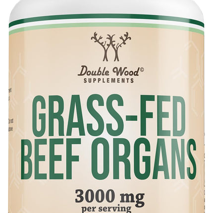 Grass Fed Beef Organ Complex (3,000mg per Serving, 180 Capsules, 1 Month Supply) Supplement for Digestion, Immune Health, Energy, and Wellness by Double Wood