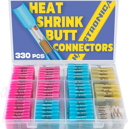 haisstronica 330PCS Heat Shrink Butt Connectors, 26-10 AWG
